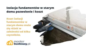 Prace przy izolacji fundamentów w starym domu. Poziomica i rękawice wskazują na precyzję prac.