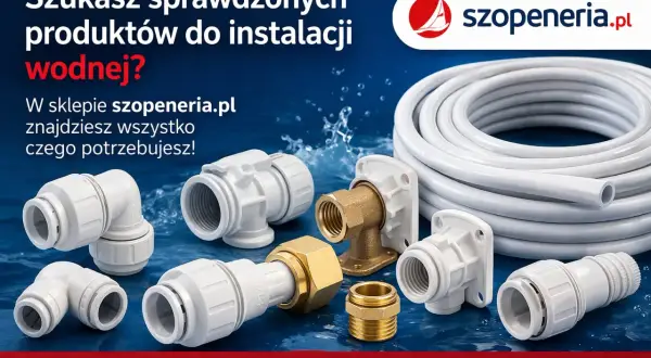 Złączki, kolanka i biały wąż wodny John Guest 12 i 15mm do instalacji wodnej.