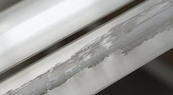 Aluminium nie rdzewieje, ale może ulec korozji, co widać na tych dwóch metalowych profilach.