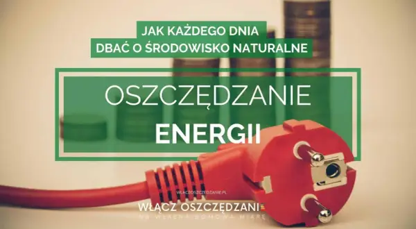 Oszczędzanie energii to klucz do dbania o środowisko. Czerwona wtyczka i stosy monet symbolizują mądre zarządzanie zużyciem prądu.
