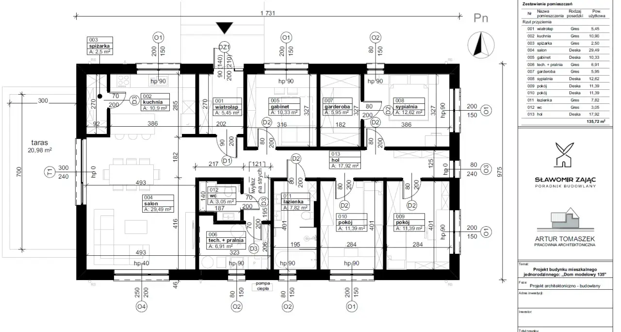 Projekt architektoniczno-budowlany domu jednorodzinnego