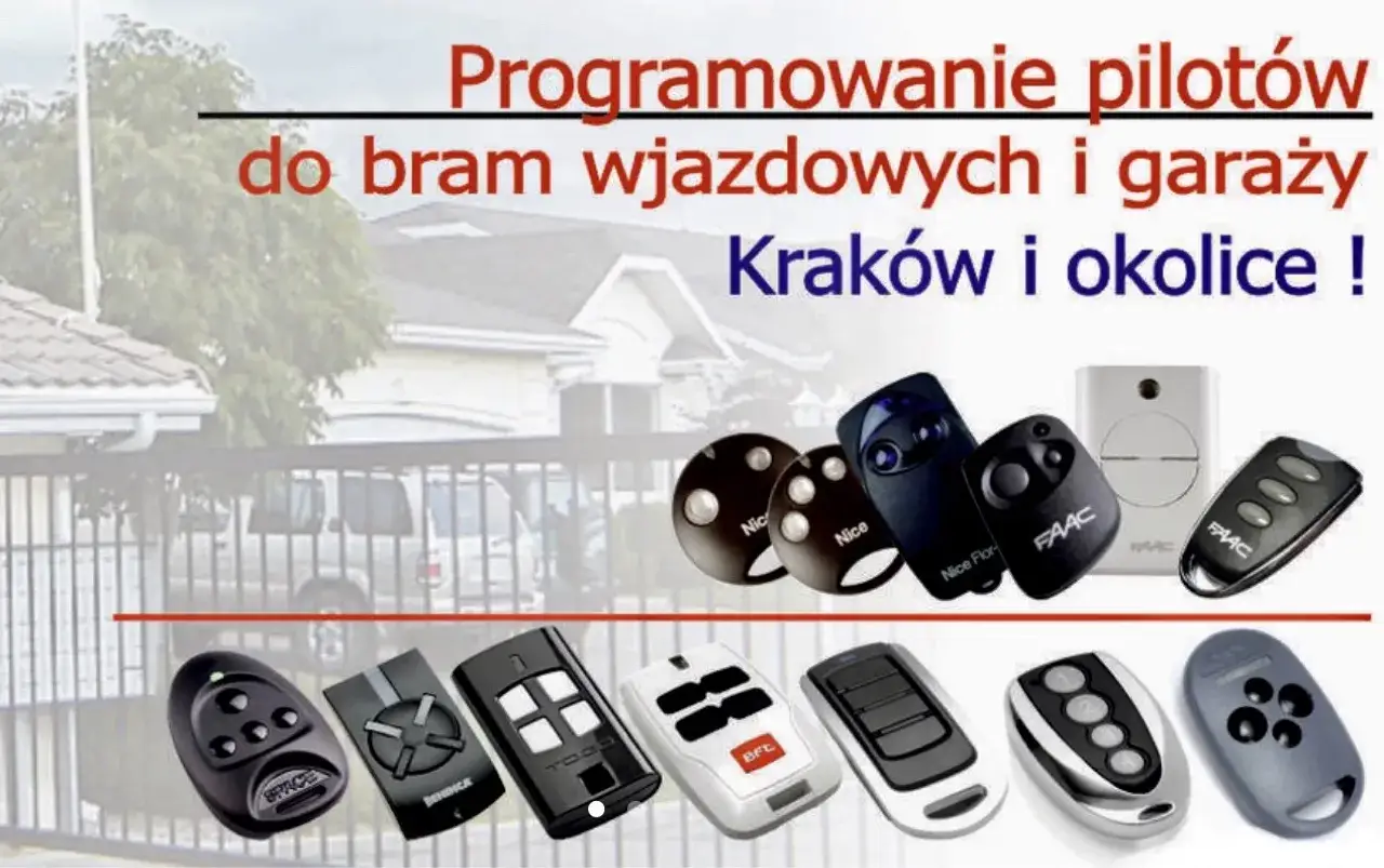 Programowanie pilotów do bram wjazdowych i garaży w Krakowie i okolicach. Różne modele pilotów.
