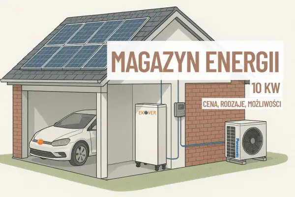 Magazyn energii 10 kW na ile wystarczy? Dom z panelami słonecznymi, samochodem elektrycznym i magazynem energii.