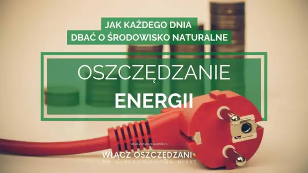 Oszczędzanie energii to klucz do dbania o środowisko. Czerwona wtyczka i stosy monet symbolizują mądre zarządzanie zużyciem prądu.